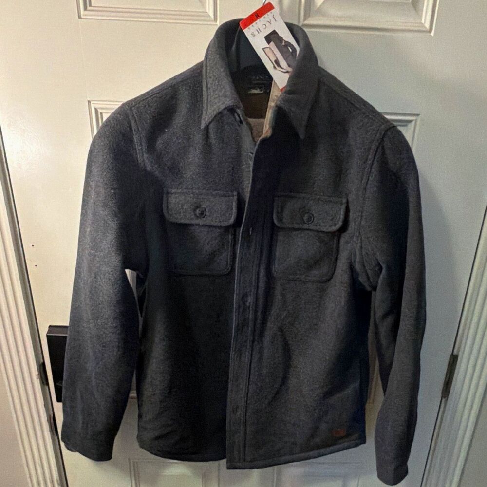 NWT JACHS New York Men's Gray Wool Blend Sherpa Lined Button Front Jacket Size M
